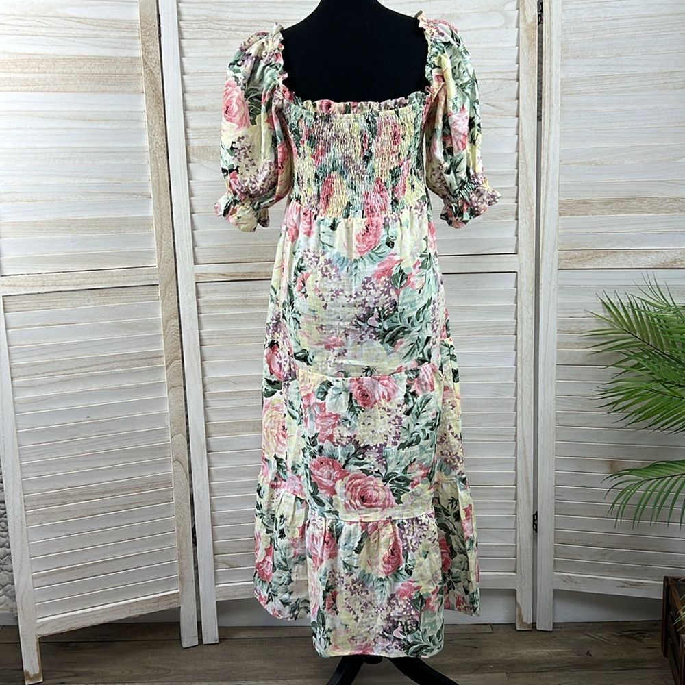 Faithful The Brand De Christian Venissa Floral Linen Midi Dress 6 - Picture 7 of 14